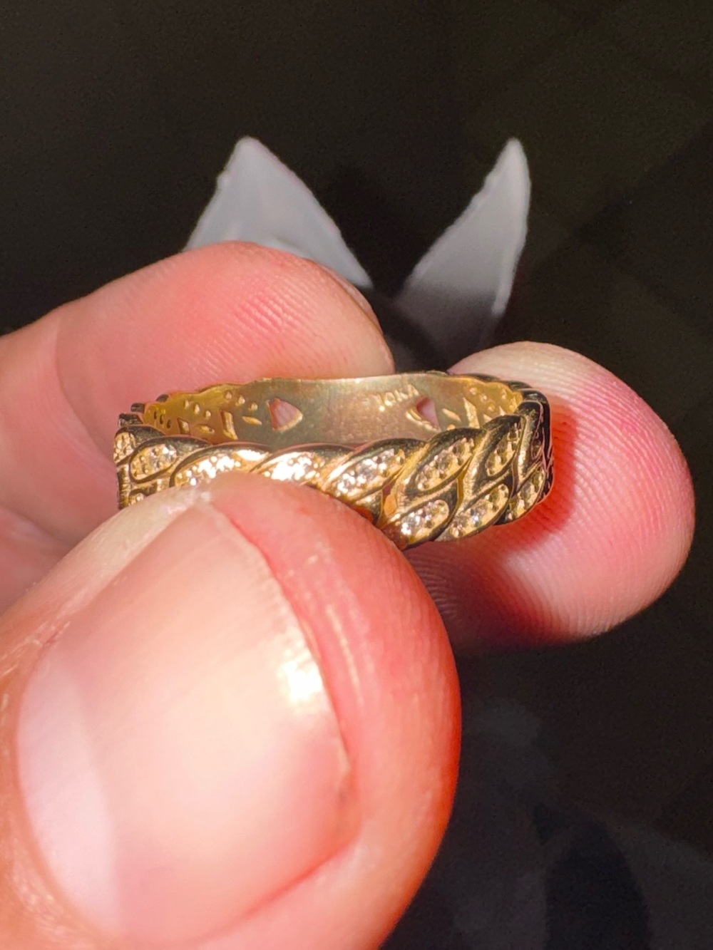 10K Gold Braided CZ Women's Fashion Ring - Picture 2 of 11